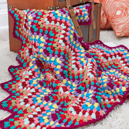 Red Heart Crochet Throw-back Granny Chevron Pattern | colors, shades