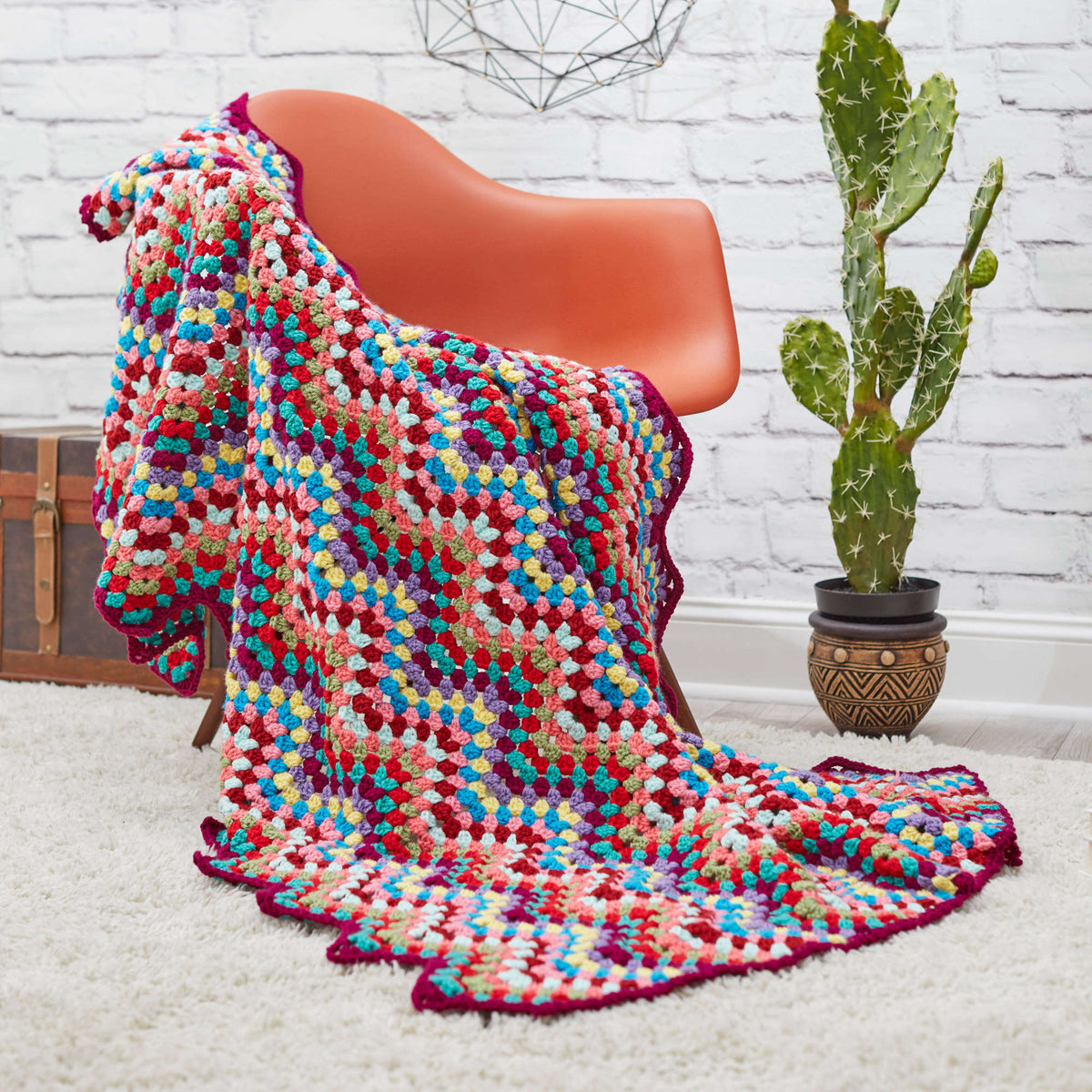 Red Heart Crochet Throw-back Granny Chevron Pattern | colors, shades