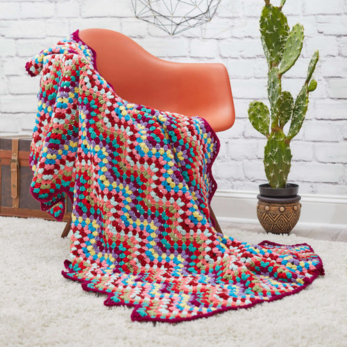 Red Heart Crochet Throw-back Granny Chevron Pattern | colors, shades