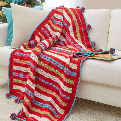 Red Heart Crochet Christmas Morning Striped Throw Pattern | gifts, colors