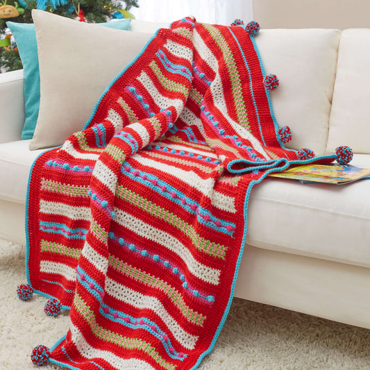 Red Heart Crochet Christmas Morning Striped Throw Pattern | gifts, colors