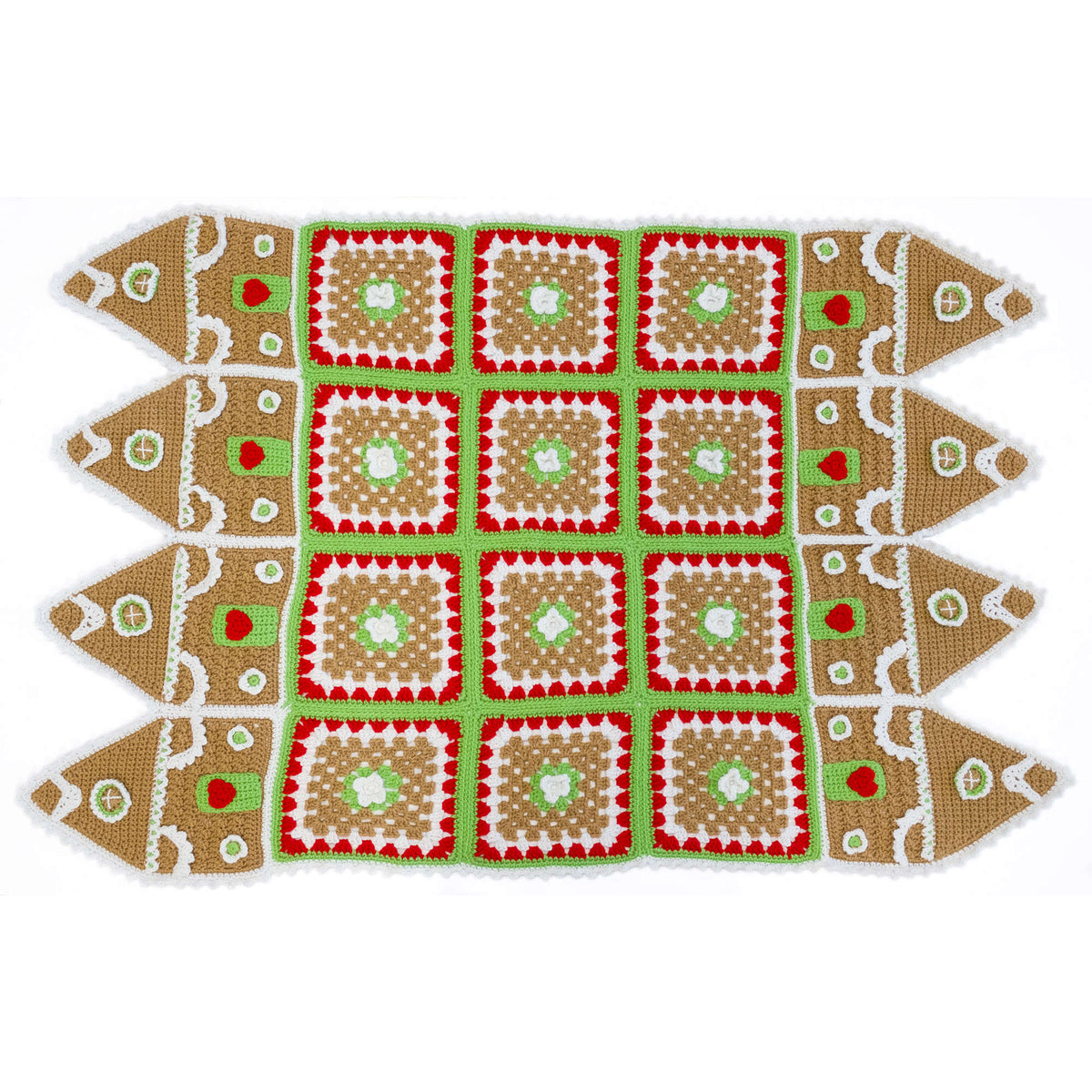 Red Heart Crochet Gingerbread House Throw Pattern | granny squares, shades