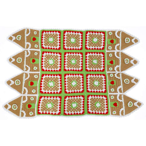 Red Heart Crochet Gingerbread House Throw Pattern | granny squares, shades