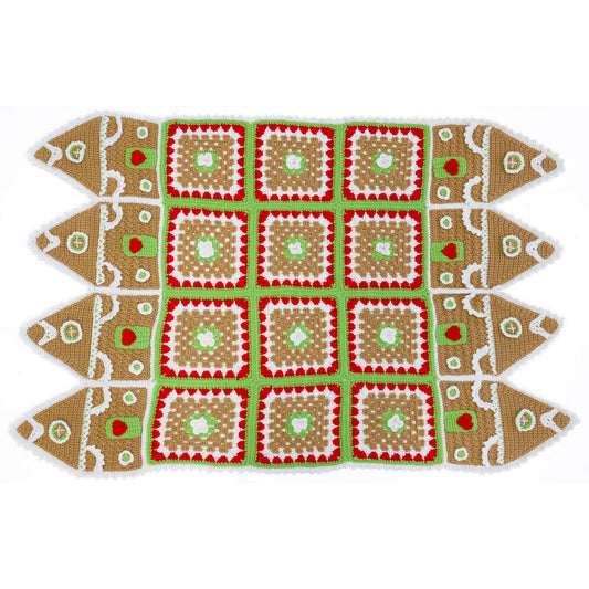 Red Heart Crochet Gingerbread House Throw Pattern | granny squares, shades