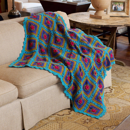 Red Heart Crochet Festive Squares Throw Pattern | sewing, holiday, colors