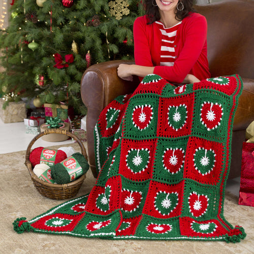 Red Heart Crochet Holiday Hearts Throw Pattern | Afghans/Blankets, Home