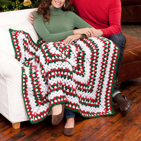 Red Heart Crochet Holiday Throw Pattern | granny square, sewing, rounds