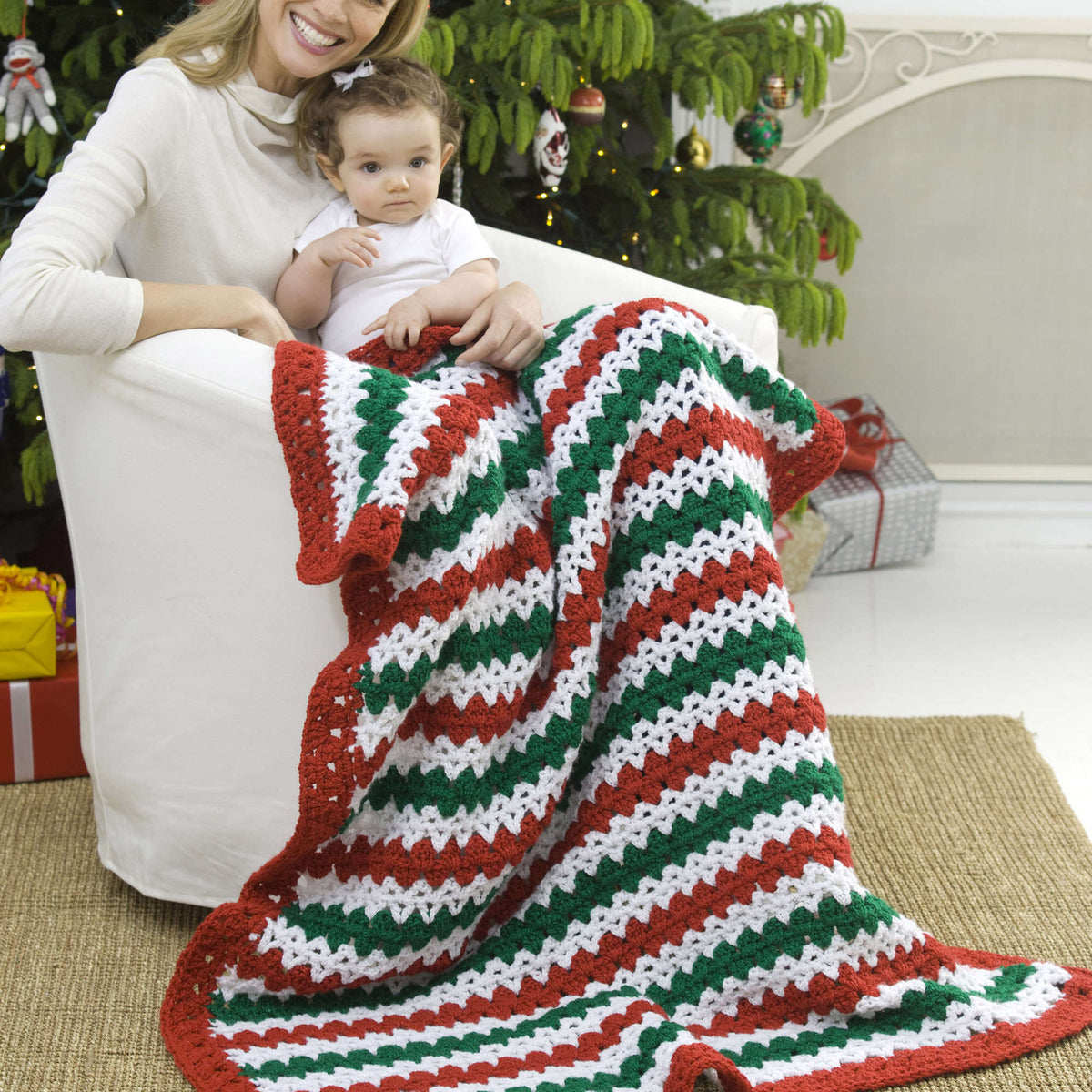 Red Heart Crochet Holiday Stripes Throw Pattern | Afghans/Blankets, Home