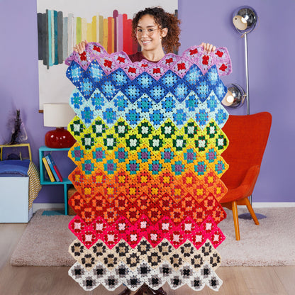Red Heart Crochet Spectrum of Squares Blanket Pattern | rounds, All, colors