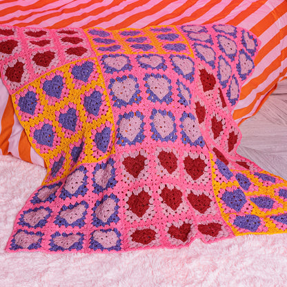 Red Heart Crochet Lots ’O Love Blanket Pattern | colorwork, gift, motifs