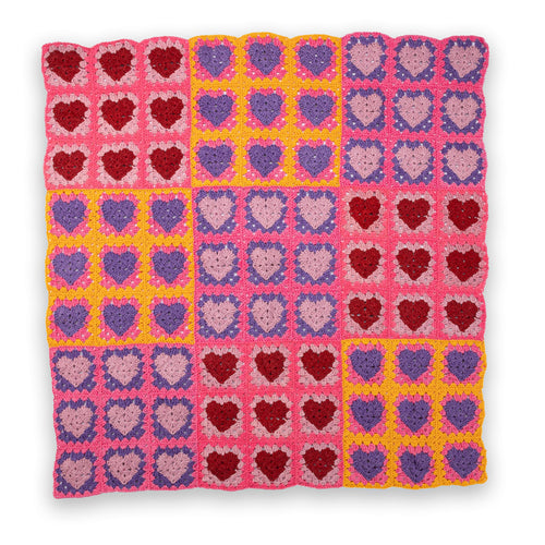Red Heart Crochet Lots ’O Love Blanket Pattern | colorwork, gift, motifs