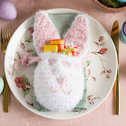Red Heart Crochet Bunny Treat Bag Pattern | sewn on, rows, gift