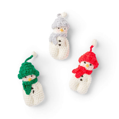 Red Heart Crochet Three Tiny Snowman Ornaments Pattern | Home, Easy