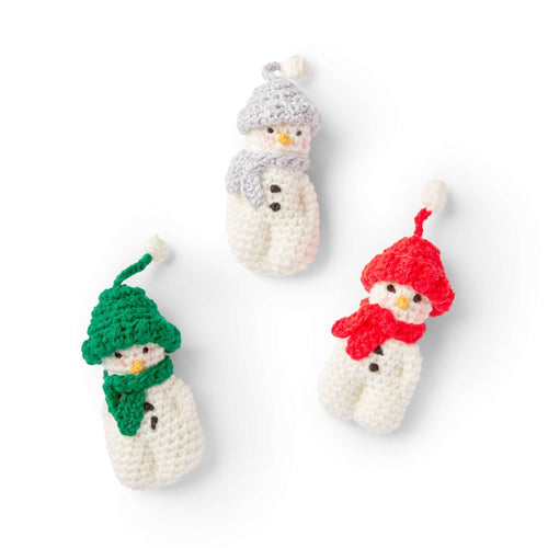 Red Heart Crochet Three Tiny Snowman Ornaments Pattern | Home, Easy
