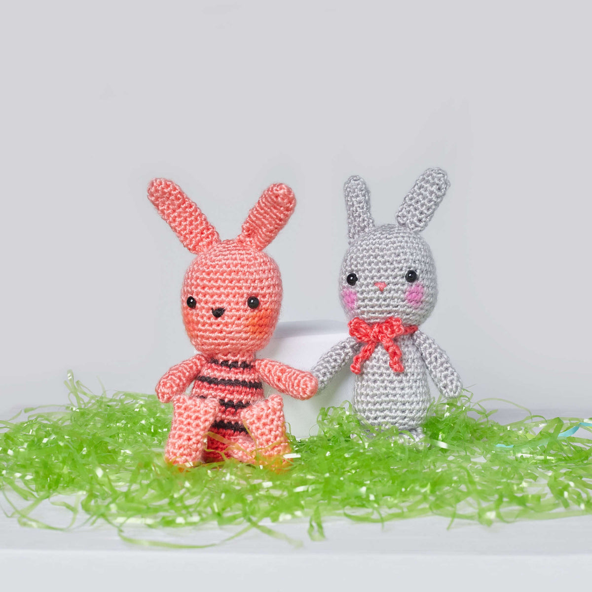 Red Heart Beatrice & Basil Crochet Bunnies Pattern | gift, shelf, desk