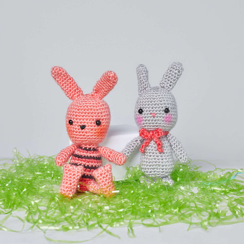 Red Heart Beatrice & Basil Crochet Bunnies Pattern | gift, shelf, desk