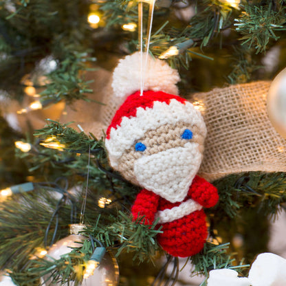 Red Heart Crochet Amigurumi Santa Ornaments Pattern | tree, package tie-on
