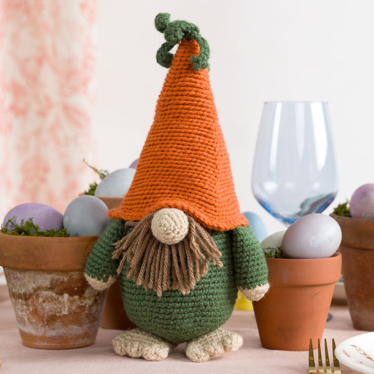 Red Heart Crochet Carrot Gnome Pattern | increases, rounds, Super Saver