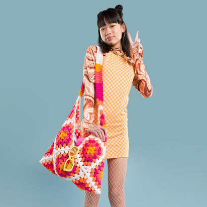 Red Heart Crochet Granny Square Serenity Bag Pattern | slip stitch, colors