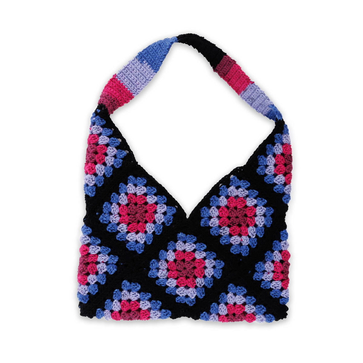 Red Heart Crochet Granny Square Serenity Bag Pattern | slip stitch, colors