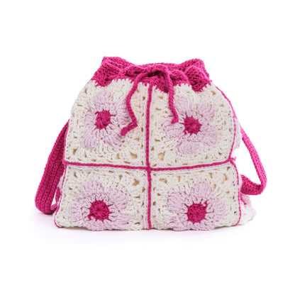 Red Heart Crochet Flower Power Backpack Pattern | slip stitch, drawstring