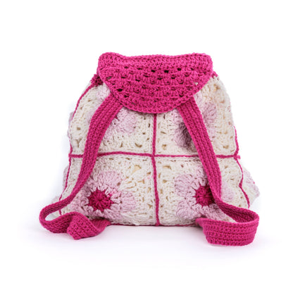 Red Heart Crochet Flower Power Backpack Pattern | slip stitch, drawstring