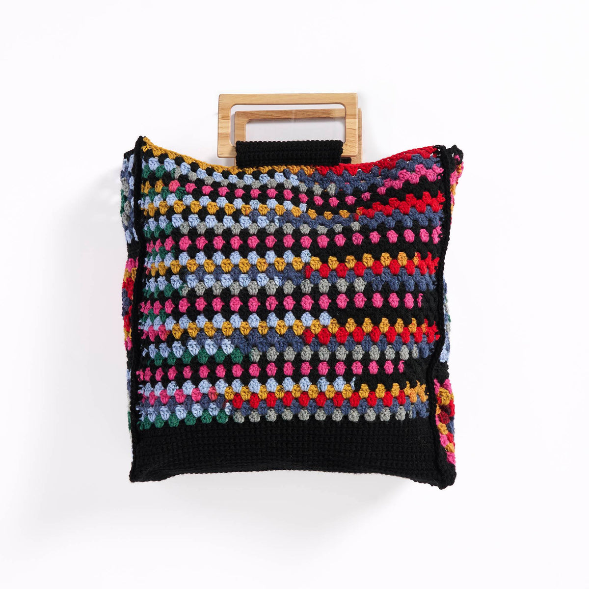 Red Heart Granny Squares & Stripes Crochet Tote Pattern | seaming, colors