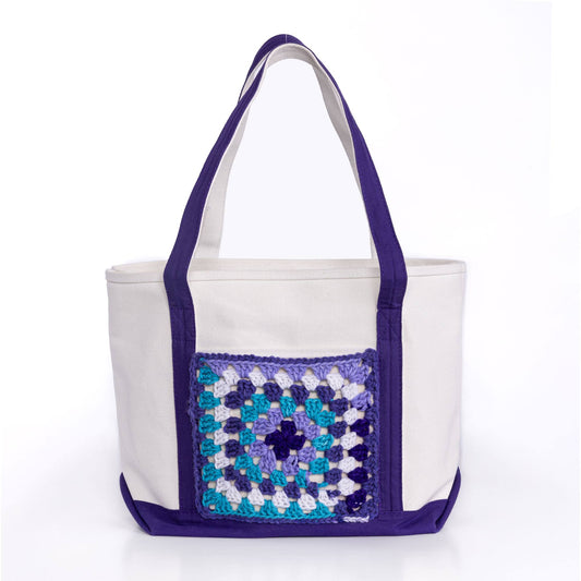 Red Heart Crochet Granny Stitch Upcycled Tote Pattern | motifs, upcycling