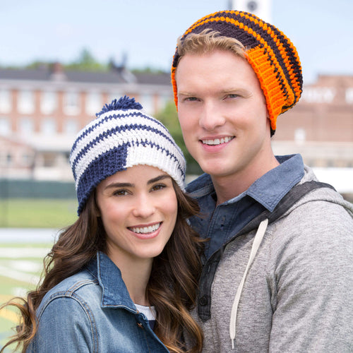 Red Heart Crochet Fired Up! Slouchy Beanies Pattern | self-striping, colors