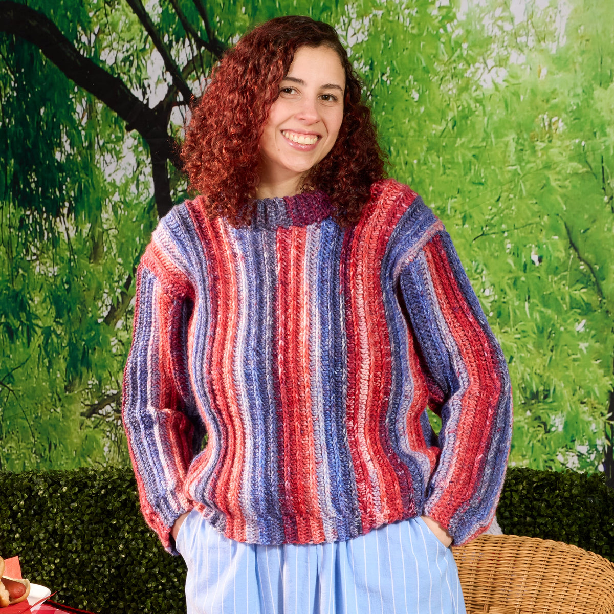 Red Heart Sizzling Stripes Crochet Pullover Pattern | ribbed, gift, colors