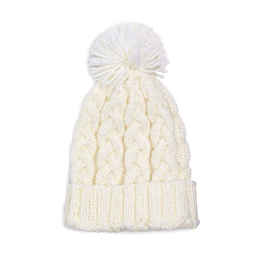 Red Heart Braided Cable Knit Hat Pattern | stocking stitch, ribbed, Hats