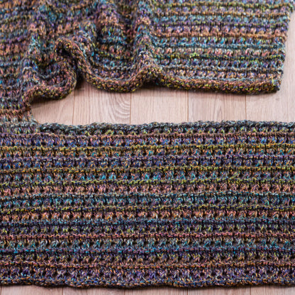 Red Heart Knit Woodland Ruana Wrap Pattern | gift, shades, bulky