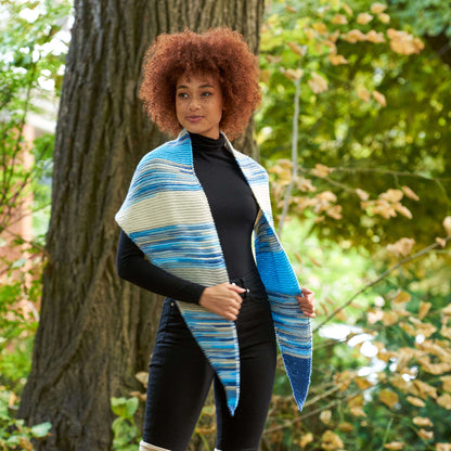 Red Heart Color Block Easy Garter Knit Shawl Pattern | gift, shades