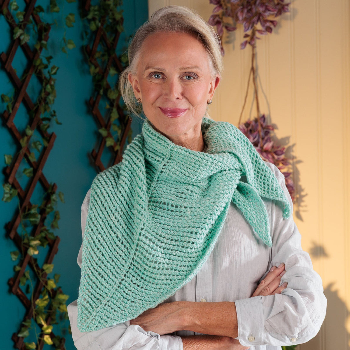 Red Heart Cool Breeze Knit Shawl Pattern | increases, colors, Easy