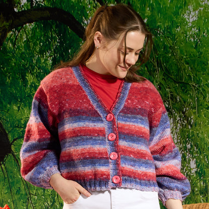 Red Heart Knifty Knit Cardigan Pattern | ribbing, increases, decreases