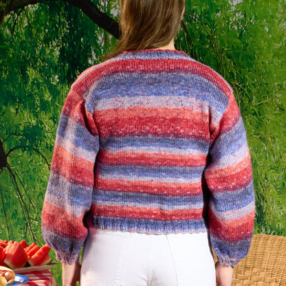 Red Heart Knifty Knit Cardigan Pattern | ribbing, increases, decreases