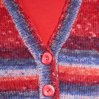Red Heart Knifty Knit Cardigan Pattern | ribbing, increases, decreases