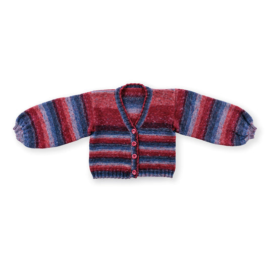 Red Heart Knifty Knit Cardigan Pattern | ribbing, increases, decreases