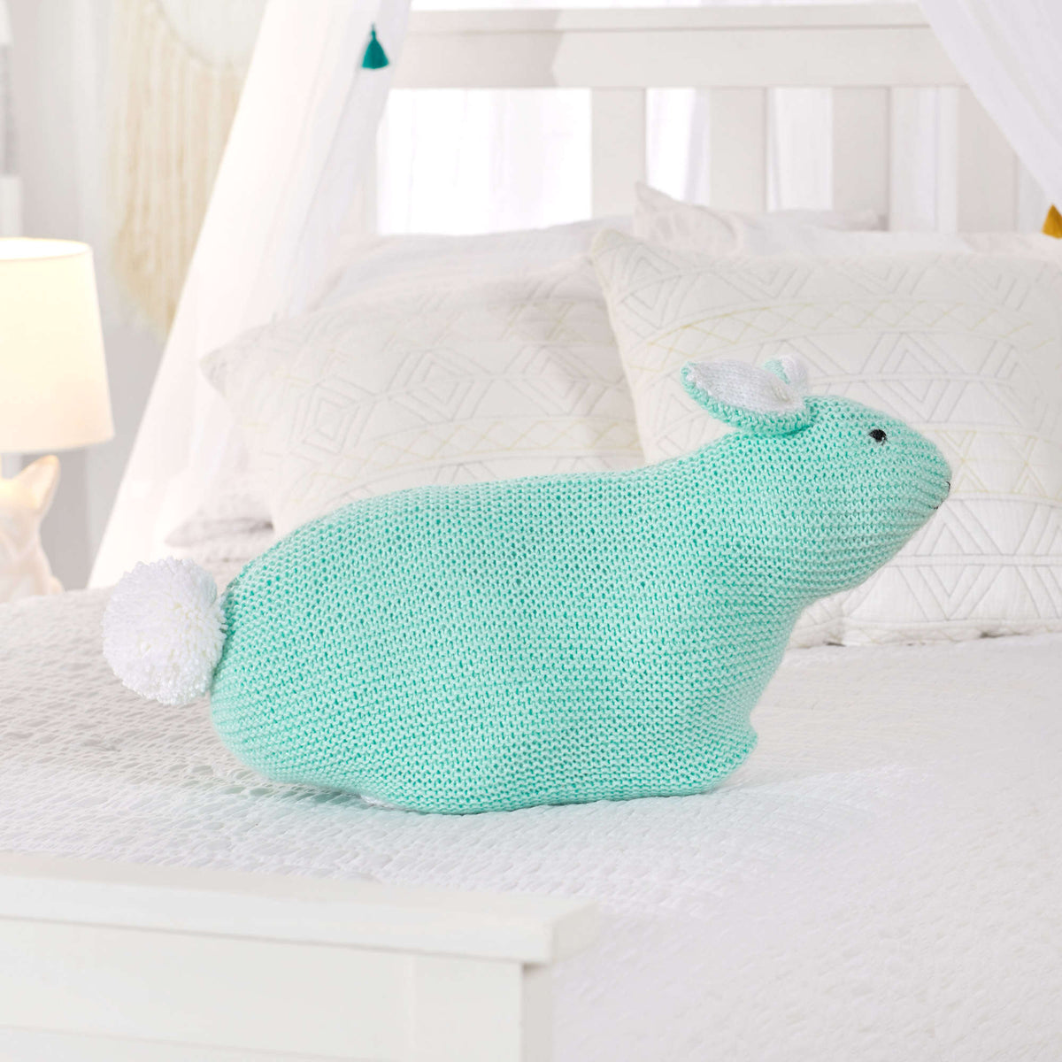 Red Heart Knit Simple Bunny Toy Pattern | Soft Essentials Baby, gift