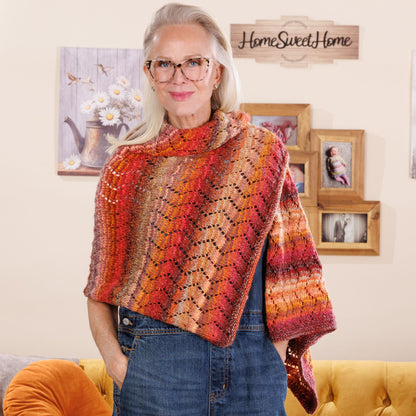 Red Heart Knit Chevron Eyelets Shawl Pattern | lace, decreases, gift