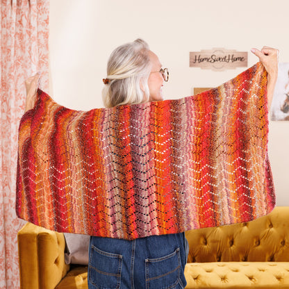 Red Heart Knit Chevron Eyelets Shawl Pattern | lace, decreases, gift