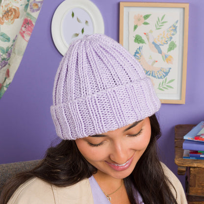 Red Heart Heart-Warmer Knit Hat Pattern | ribbing, seamed, decreases