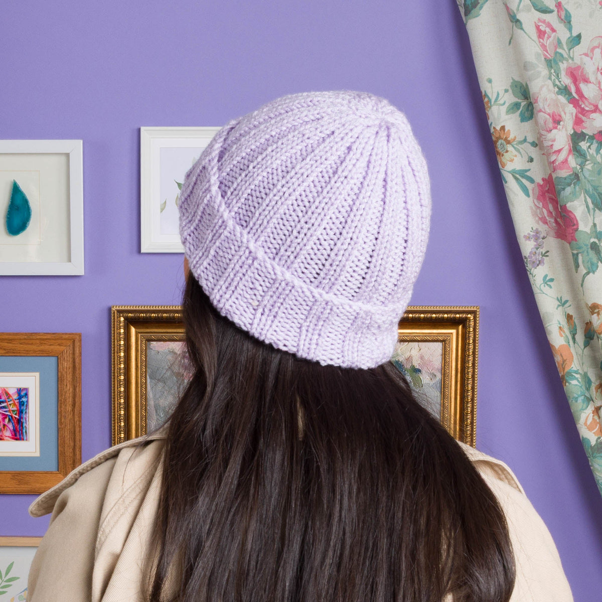 Red Heart Heart-Warmer Knit Hat Pattern | ribbing, seamed, decreases