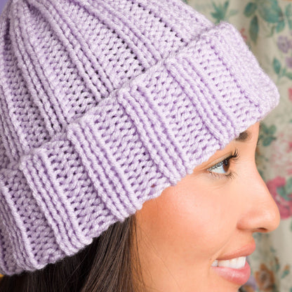 Red Heart Heart-Warmer Knit Hat Pattern | ribbing, seamed, decreases