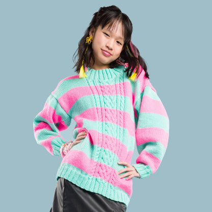 Red Heart Knit Visual Cable Front Pullover Pattern | ribbing, Super Saver