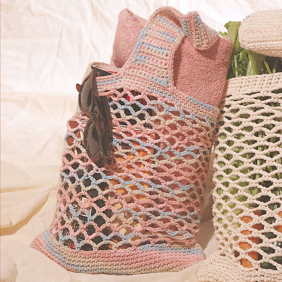 Lily Sugar'n Cream Crochet Market Bag Pattern | mesh, beach, colors