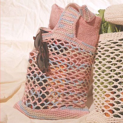 Lily Sugar'n Cream Crochet Market Bag Pattern | mesh, beach, colors