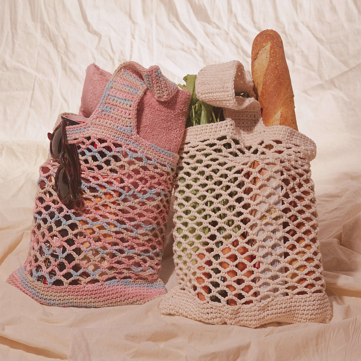 Lily Sugar'n Cream Crochet Market Bag Pattern | mesh, beach, colors