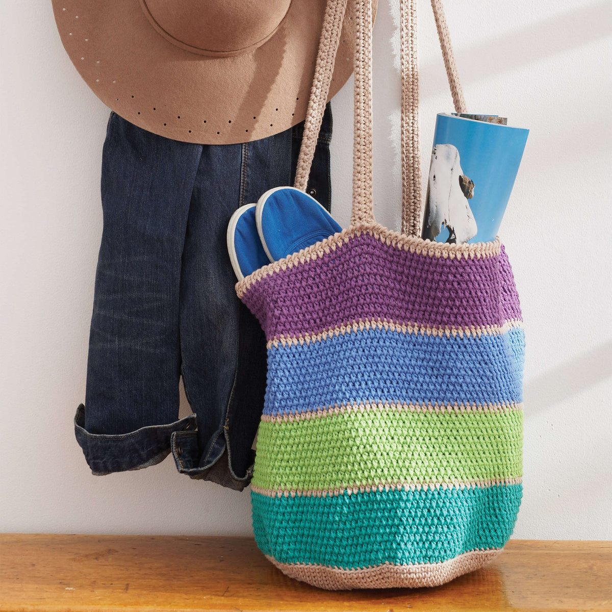 Lily Sugar'n Cream Striped Market Tote Bag Pattern | gift, Bags/Purses
