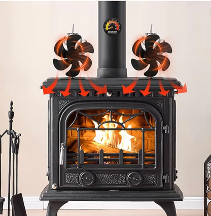 Log Burner Fan, 6-Blade Stove Fans Log Burners, Wood Burner Fans, Fireplace Accessories Tools